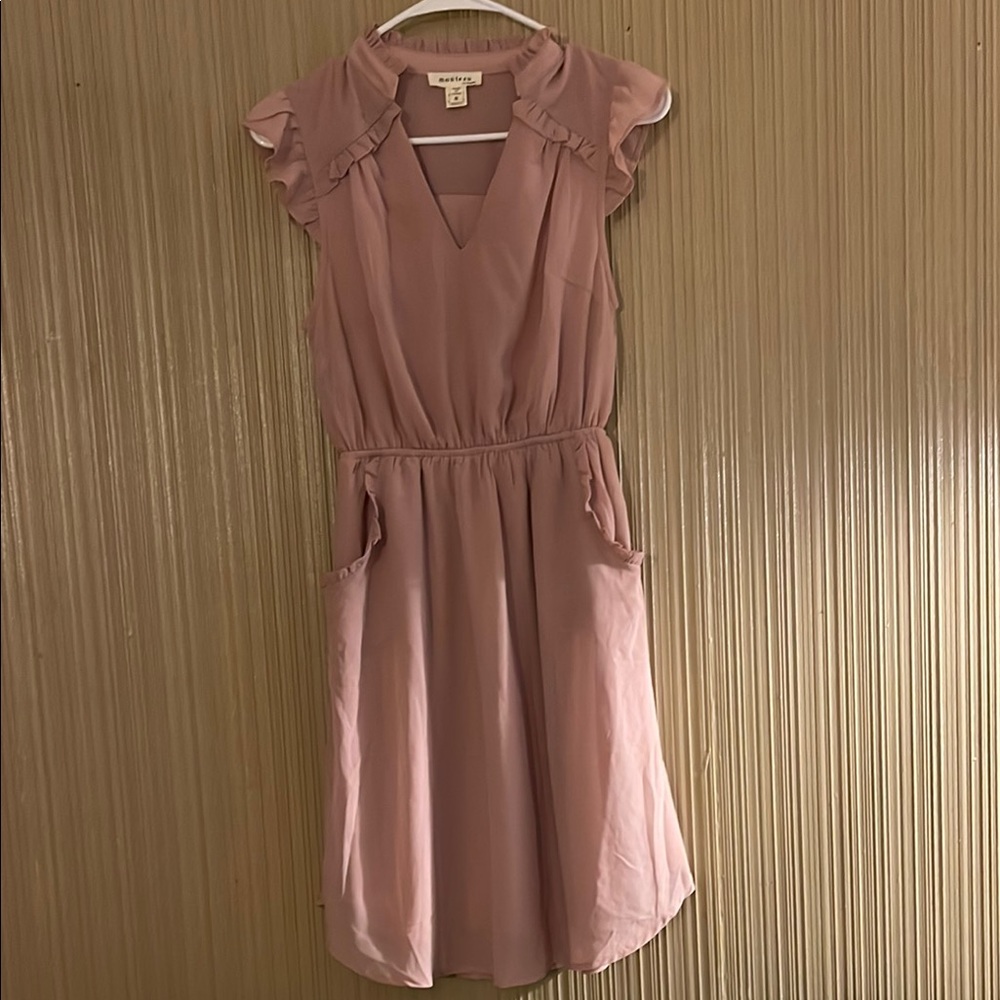 Pink Ruffle Sleeve Dress with pockets